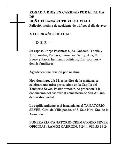 DOÑA ELEANA RUTH VILCA VILLA