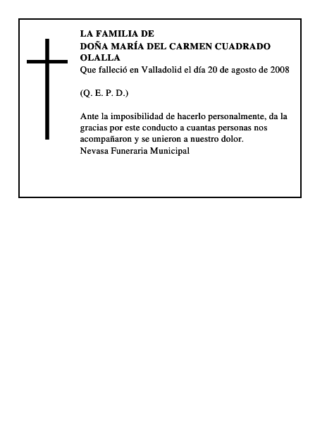 DOÑA MARÍA DEL CARMEN CUADRADO OLALLA
