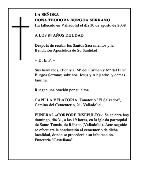 DOÑA TEODORA BURGOA SERRANO