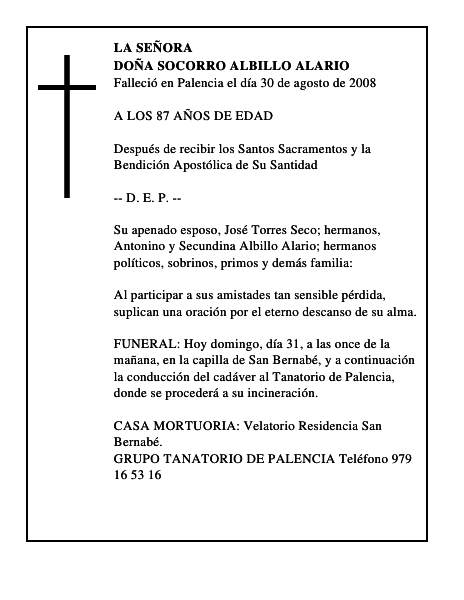 DOÑA SOCORRO ALBILLO ALARIO