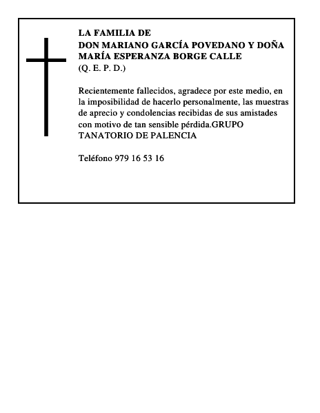 DON MARIANO GARCÍA POVEDANO Y DOÑA MARÍA ESPERANZA BORGE CALLE