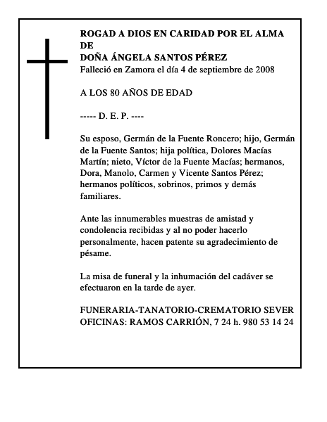 DOÑA ÁNGELA SANTOS PÉREZ