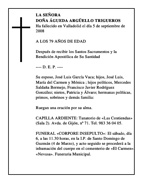 DOÑA ÁGUEDA ARGÜELLO TRIGUEROS