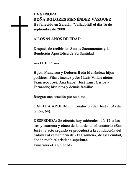 DOÑA DOLORES MENÉNDEZ VÁZQUEZ