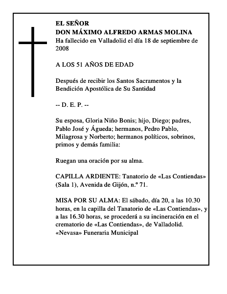 DON MÁXIMO ALFREDO ARMAS MOLINA