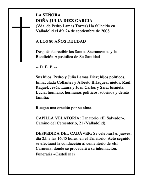 DOÑA JULIA DIEZ GARCIA
