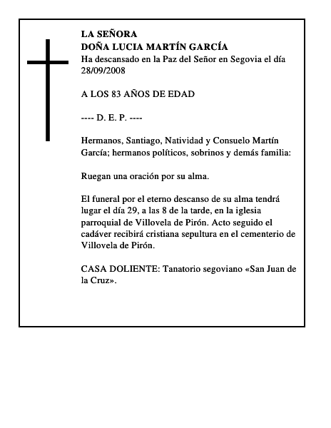 DOÑA LUCIA MARTÍN GARCÍA