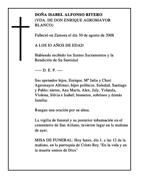 DOÑA ISABEL ALFONSO RIVERO