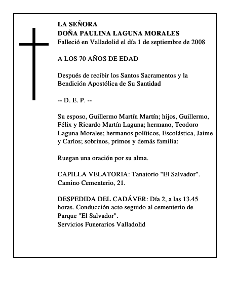 DOÑA PAULINA LAGUNA MORALES