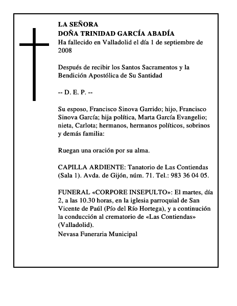 DOÑA TRINIDAD GARCÍA ABADÍA