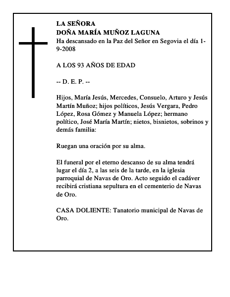 DOÑA MARÍA MUÑOZ LAGUNA