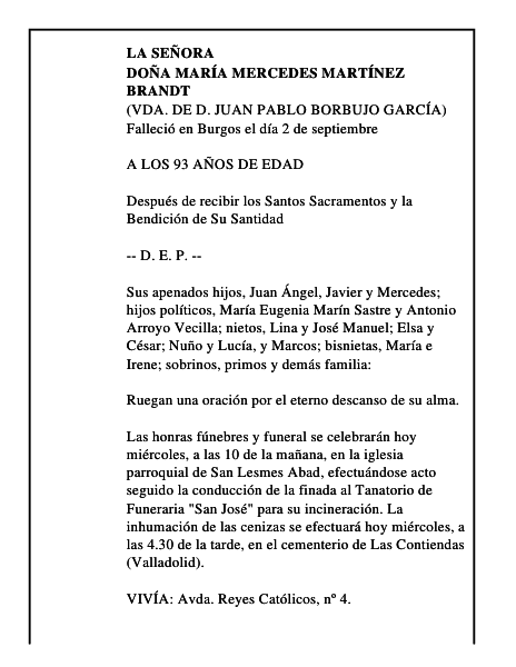 DOÑA MARÍA MERCEDES MARTÍNEZ BRANDT