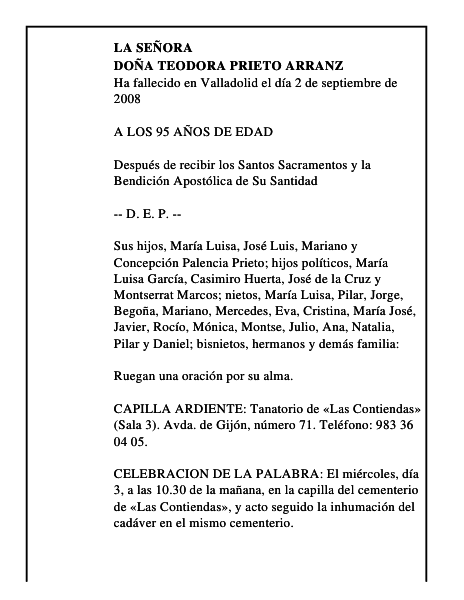 DOÑA TEODORA PRIETO ARRANZ