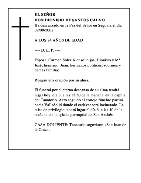 DON DIONISIO DE SANTOS CALVO
