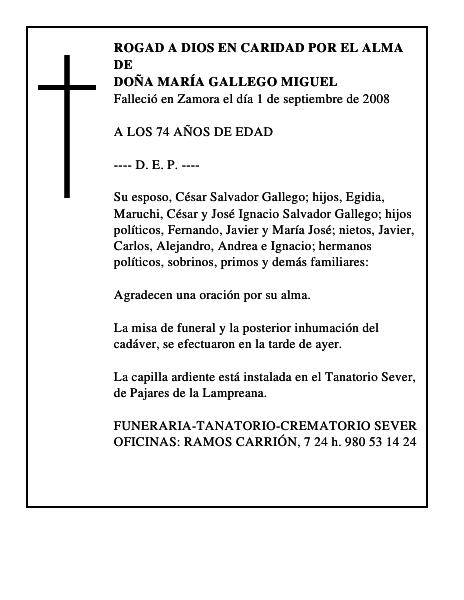 DOÑA MARÍA GALLEGO MIGUEL