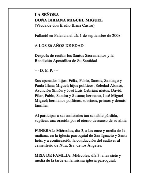 DOÑA BIBIANA MIGUEL MIGUEL
