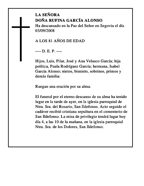 DOÑA RUFINA GARCÍA ALONSO