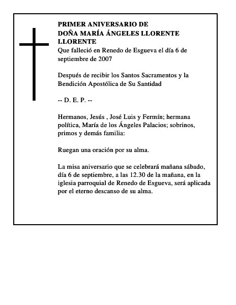 DOÑA MARÍA ÁNGELES LLORENTE LLORENTE