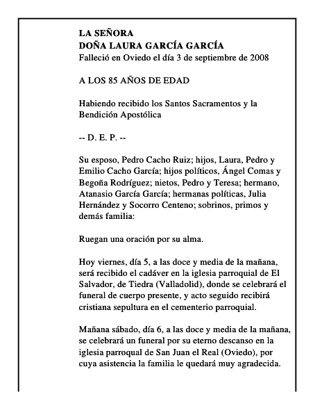 DOÑA LAURA GARCÍA GARCÍA