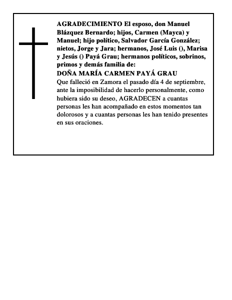 DOÑA MARÍA CARMEN PAYÁ GRAU