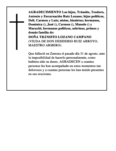 DOÑA TRÁNSITO LOZANO CAMPANO