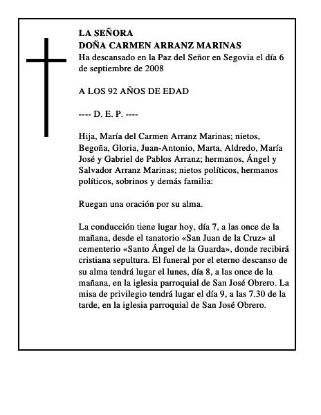 DOÑA CARMEN ARRANZ MARINAS