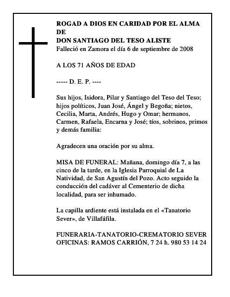 DON SANTIAGO DEL TESO ALISTE