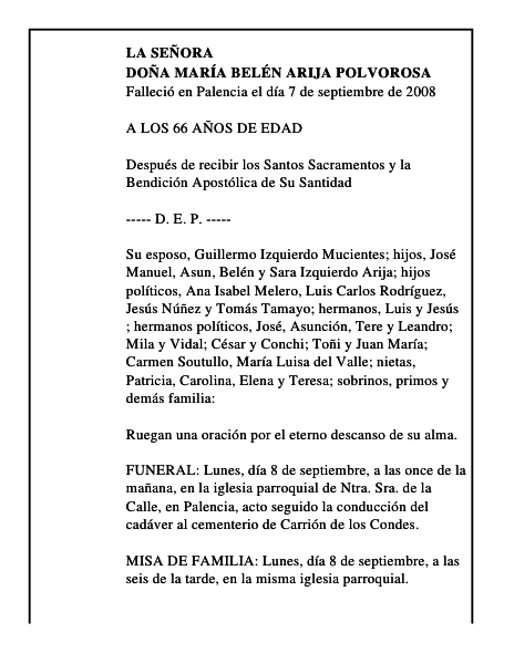 DOÑA MARÍA BELÉN ARIJA POLVOROSA