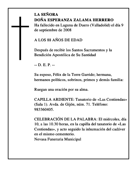 DOÑA ESPERANZA ZALAMA HERRERO