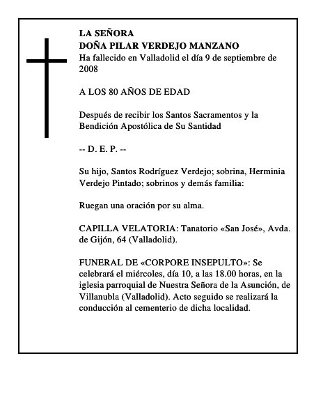 DOÑA PILAR VERDEJO MANZANO