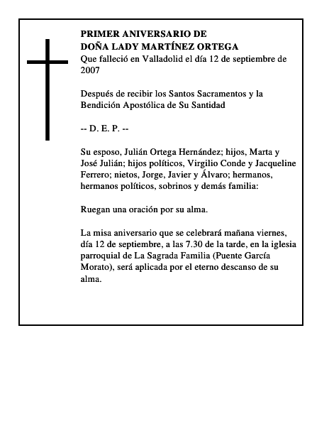 DOÑA LADY MARTÍNEZ ORTEGA