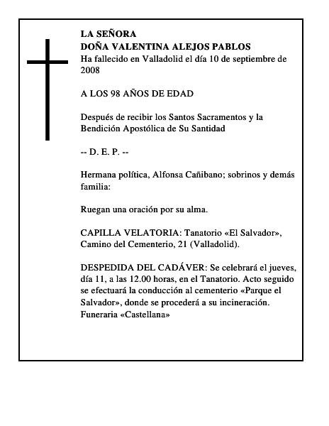 DOÑA VALENTINA ALEJOS PABLOS