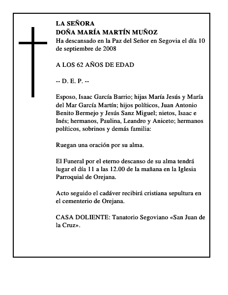 DOÑA MARÍA MARTÍN MUÑOZ