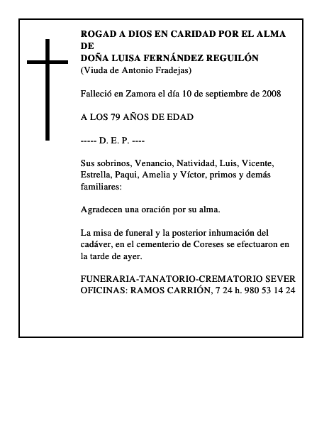 DOÑA LUISA FERNÁNDEZ REGUILÓN