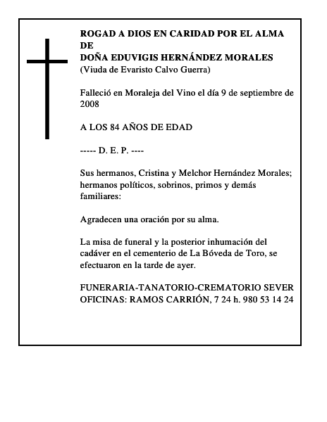 DOÑA EDUVIGIS HERNÁNDEZ MORALES