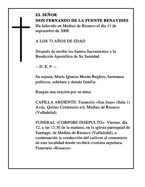 DON FERNANDO DE LA FUENTE BENAVIDES