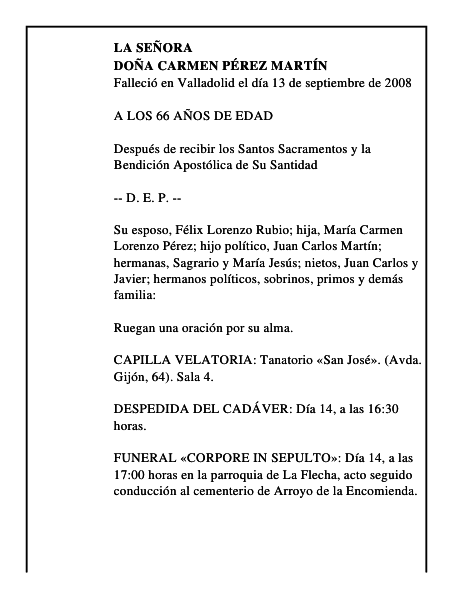 DOÑA CARMEN PÉREZ MARTÍN