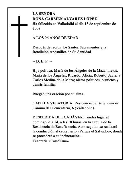 DOÑA CARMEN ÁLVAREZ LÓPEZ