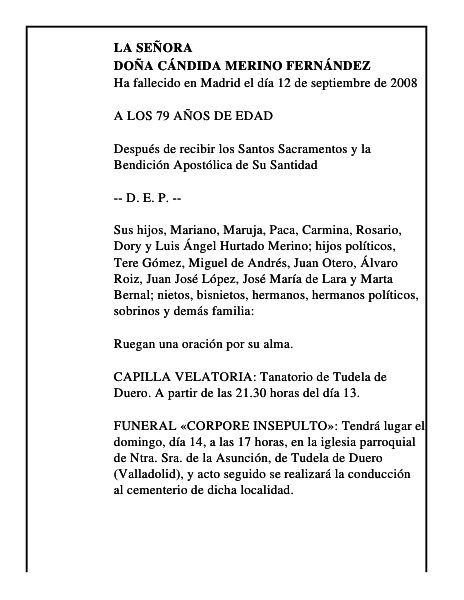 DOÑA CÁNDIDA MERINO FERNÁNDEZ