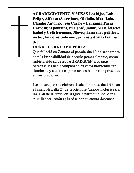 DOÑA FLORA CABO PÉREZ