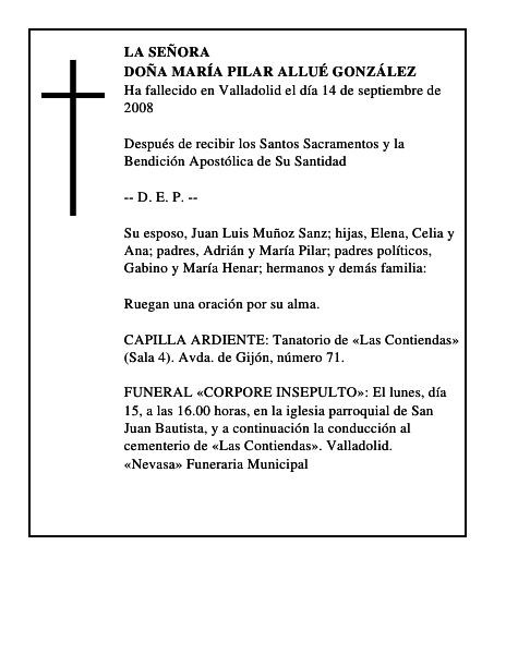 DOÑA MARÍA PILAR ALLUÉ GONZÁLEZ