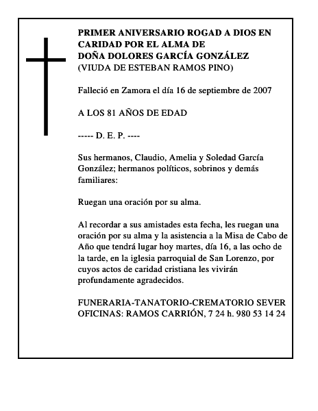 DOÑA DOLORES GARCÍA GONZÁLEZ