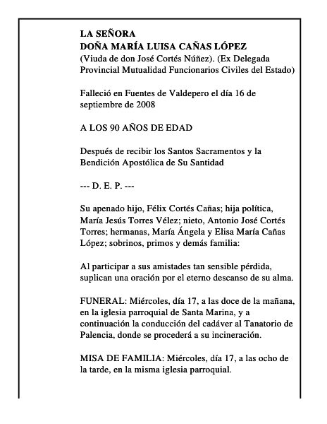 DOÑA MARÍA LUISA CAÑAS LÓPEZ