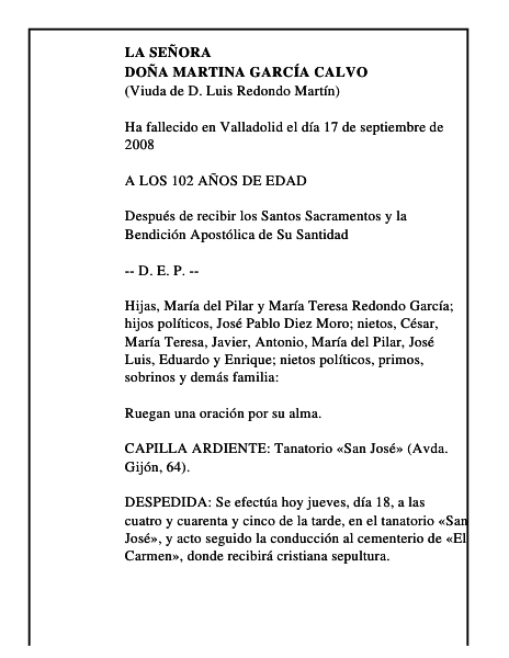 DOÑA MARTINA GARCÍA CALVO