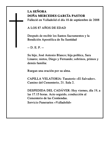 DOÑA MERCEDES GARCÍA PASTOR