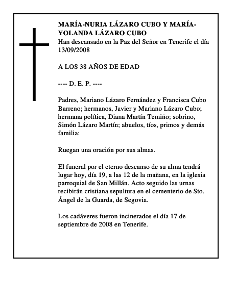 MARÍA-NURIA LÁZARO CUBO Y MARÍA-YOLANDA LÁZARO CUBO