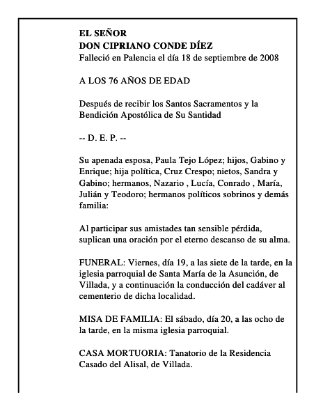 DON CIPRIANO CONDE DÍEZ