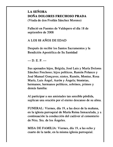DOÑA DOLORES FRECHOSO PRADA