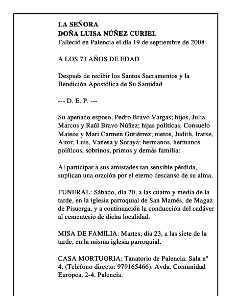 DOÑA LUISA NÚÑEZ CURIEL