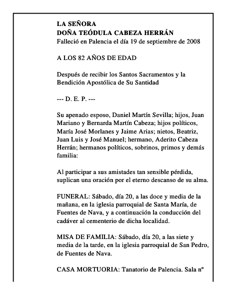 DOÑA TEÓDULA CABEZA HERRÁN